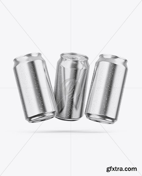 Three Glossy Metallic Cans Mockup 61335