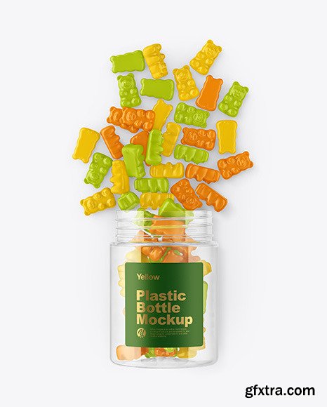 Plastic Bottle with Gummies Mockup 55987