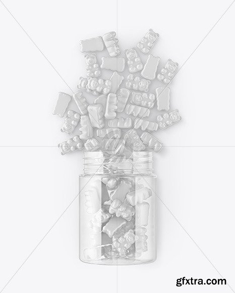 Plastic Bottle with Gummies Mockup 55987