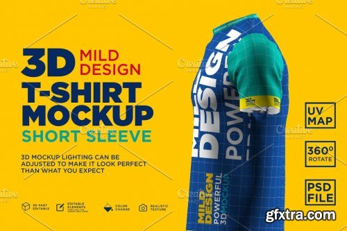 CreativeMarket - 3d Mockup: Short Sleeve T-shirt 4607880