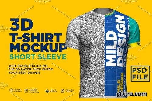 CreativeMarket - 3d Mockup: Short Sleeve T-shirt 4607880