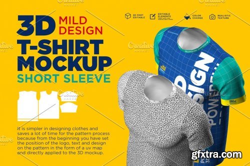 CreativeMarket - 3d Mockup: Short Sleeve T-shirt 4607880