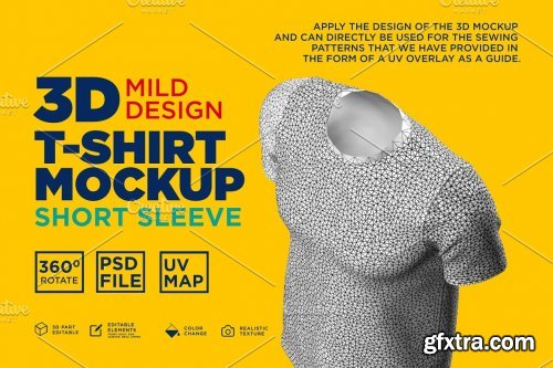 CreativeMarket - 3d Mockup: Short Sleeve T-shirt 4607880