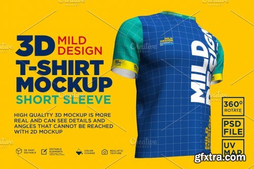 CreativeMarket - 3d Mockup: Short Sleeve T-shirt 4607880