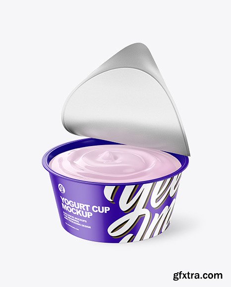 Opened Glossy Yogurt Cup Mockup 56225