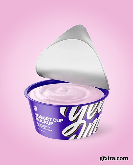 Opened Glossy Yogurt Cup Mockup 56225