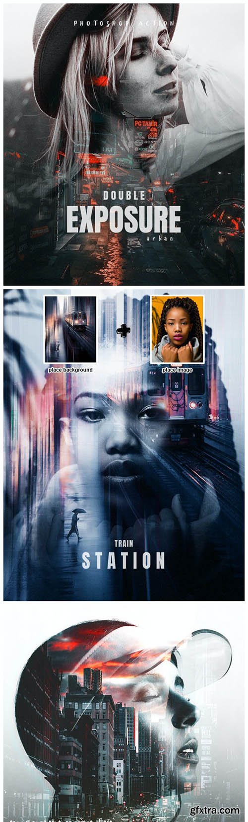 GraphicRiver - Double Exposure Urban - Photoshop Action 34601295