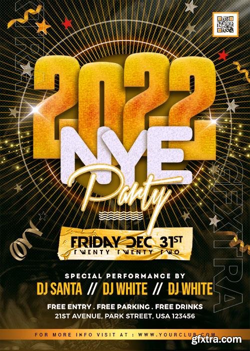 New Year 2022 Party Flyer PSD