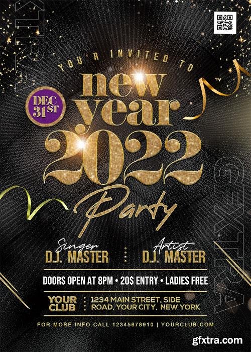 Happy New Year 2022 Party Flyer PSD