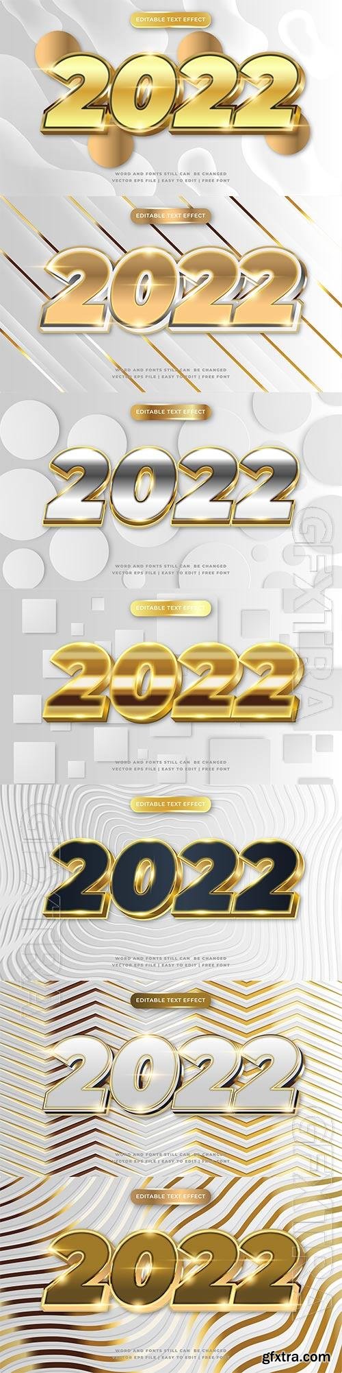 Editable text effect happy new year 2022 premium vector