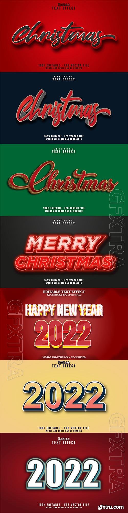 2022 text effect, Christmas text vector