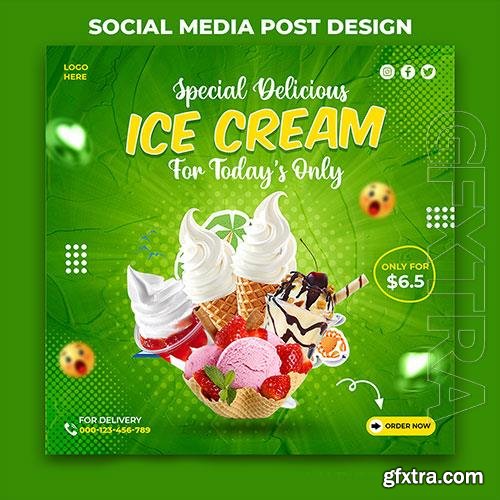 Special delicious ice cream social media banner post design template psd