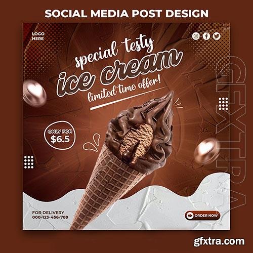 Chocolate ice cream social media promotion and instagram banner post design template psd