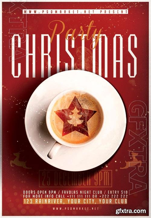 Christmas coffee break flyer psd