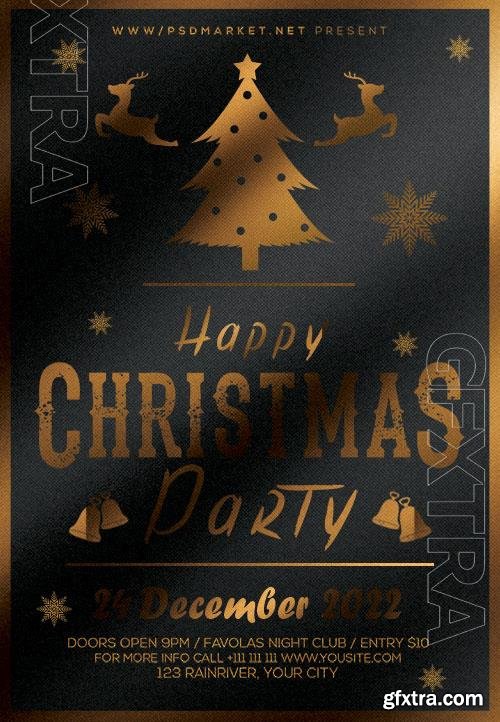 Happy christmas party psd flyer