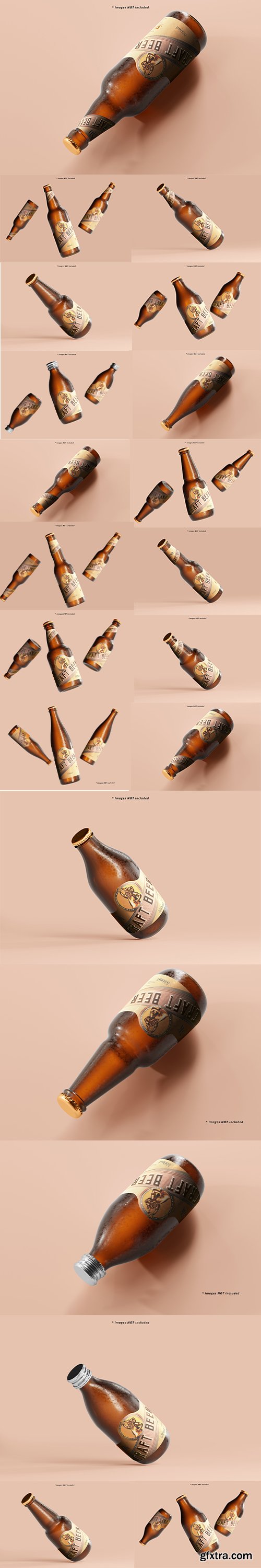 Cold beer bottle mockup