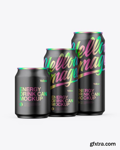 Three Matte Metallic Cans Mockup 55883