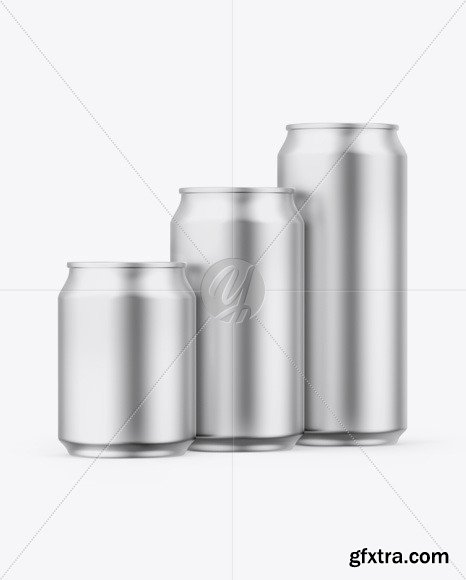 Three Matte Metallic Cans Mockup 55883