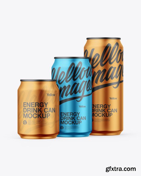 Three Matte Metallic Cans Mockup 55883