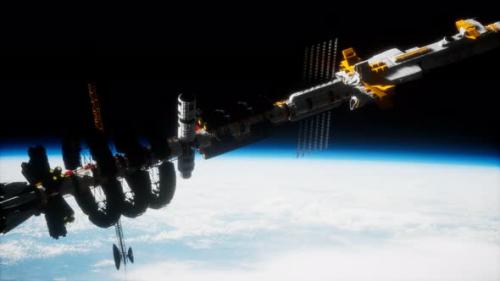 Videohive - Big Spaceship on the Earth Orbit - 35259280 - 35259280