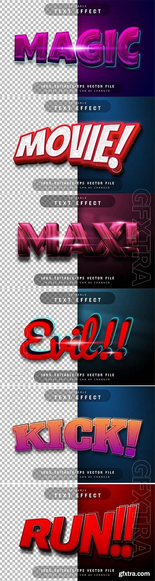 Set 3d editable text style effect vector vol 334