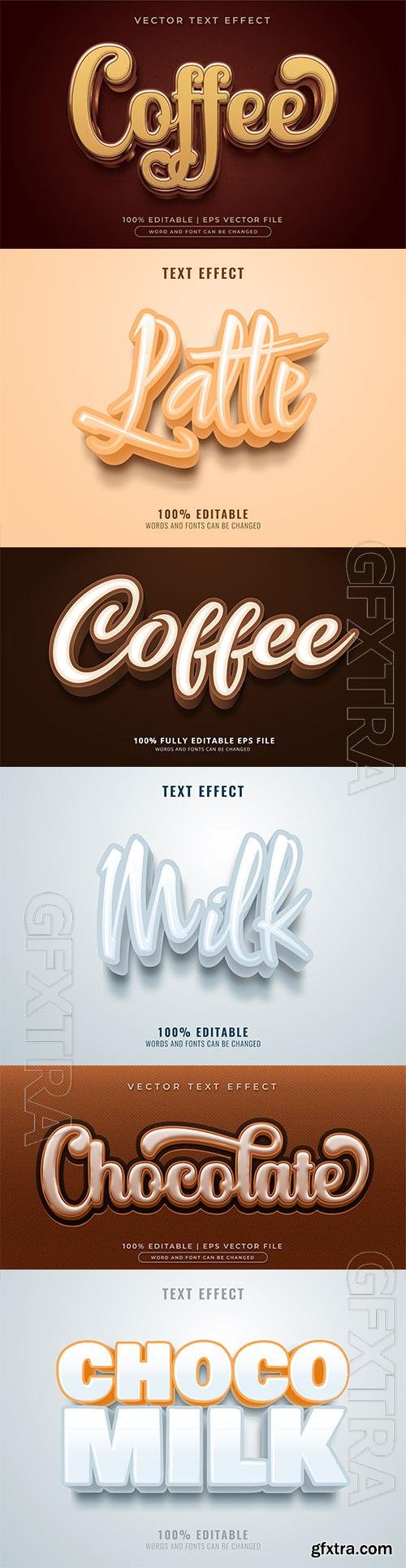 Set 3d editable text style effect vector vol 340