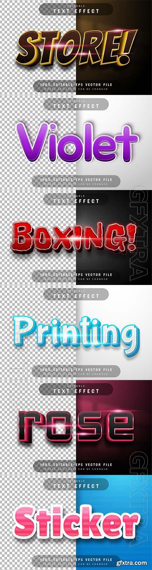 Set 3d editable text style effect vector vol 335