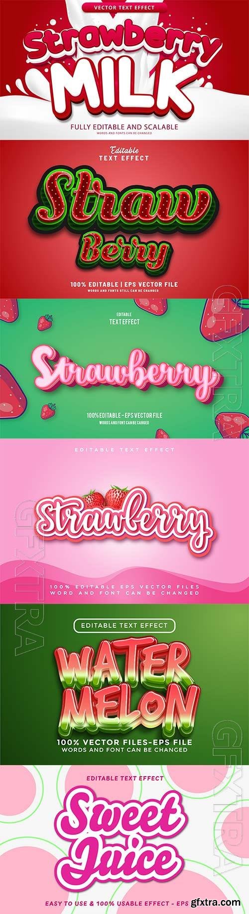 Set 3d editable text style effect vector vol 337