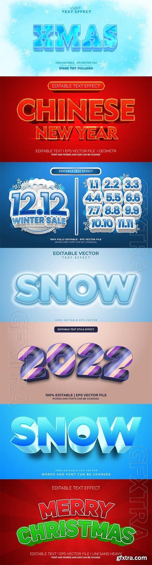 Set 3d editable text style effect vector vol 339