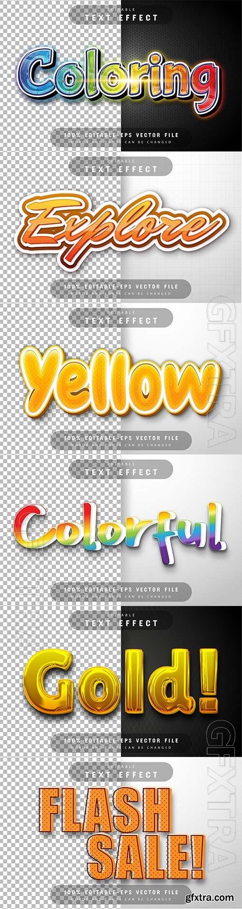 Set 3d editable text style effect vector vol 333