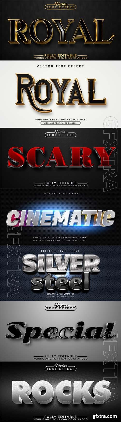 Set 3d editable text style effect vector vol 336