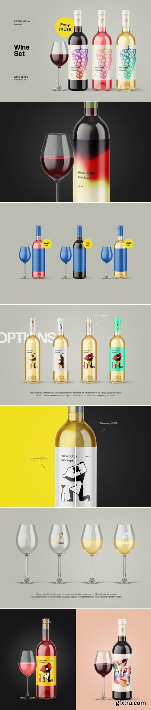 Wine Glass & Bottles Mockup