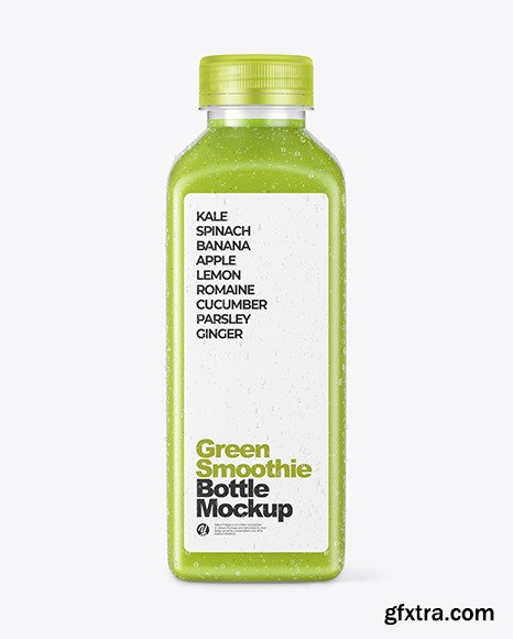 Green Smoothie Bottle with Condensation Mockup 88397