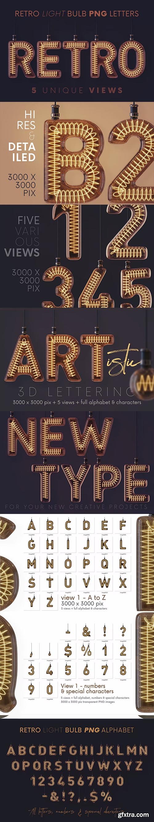 Retro Light Bulbs - 3D Lettering