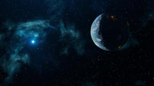 Videohive - Abstract animation of planet Earth with night side and lights on background of stars - 35265090 - 35265090