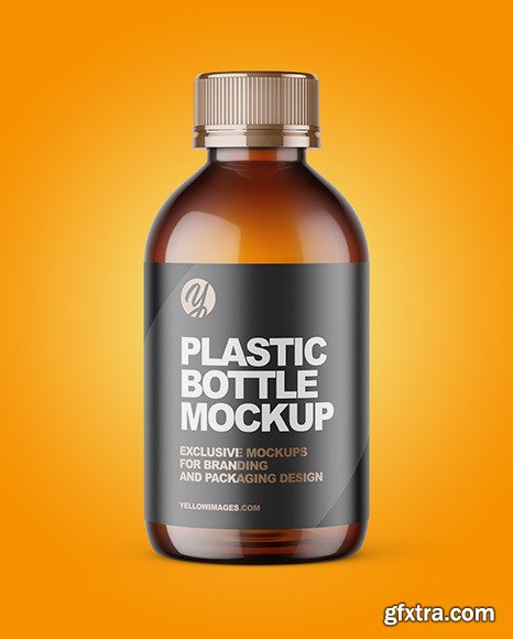 200ml Amber Plastic Bottle Mockup 55926