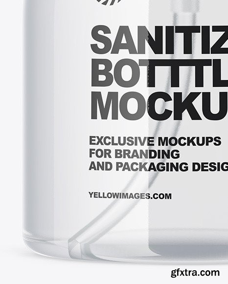 Clear Sanitizer Bottle w/ Glossy Cap Mockup 60271