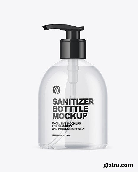 Clear Sanitizer Bottle w/ Glossy Cap Mockup 60271