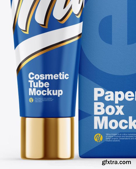 Glossy Cosmetic Tube w/ Box Mockup 55809