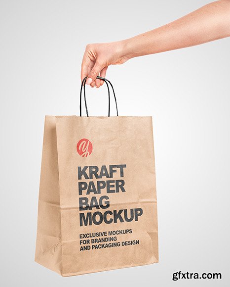 Hand Holding a Paper Bag Mockup 55315