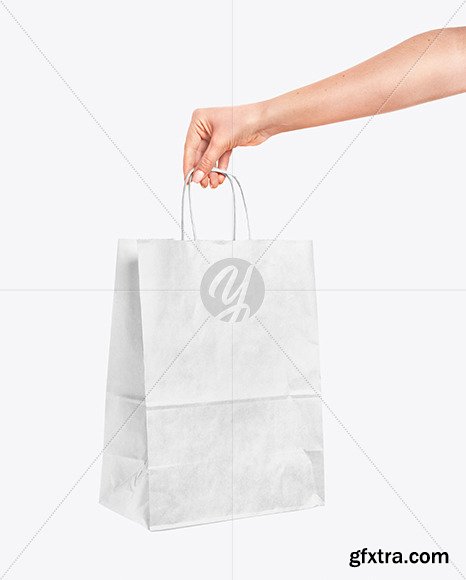 Hand Holding a Paper Bag Mockup 55315