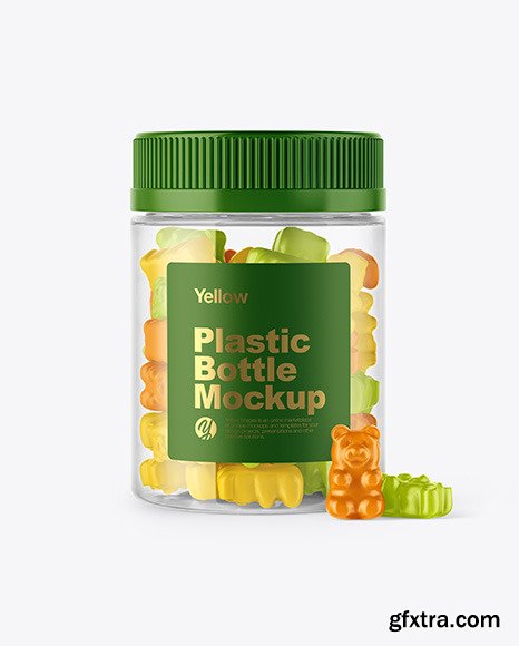 Plastic Bottle with Gummies Mockup 55928