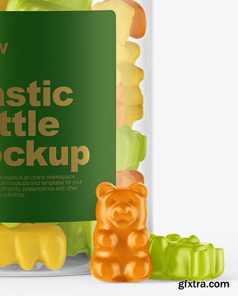 Plastic Bottle with Gummies Mockup 55928