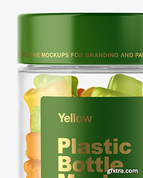 Plastic Bottle with Gummies Mockup 55928