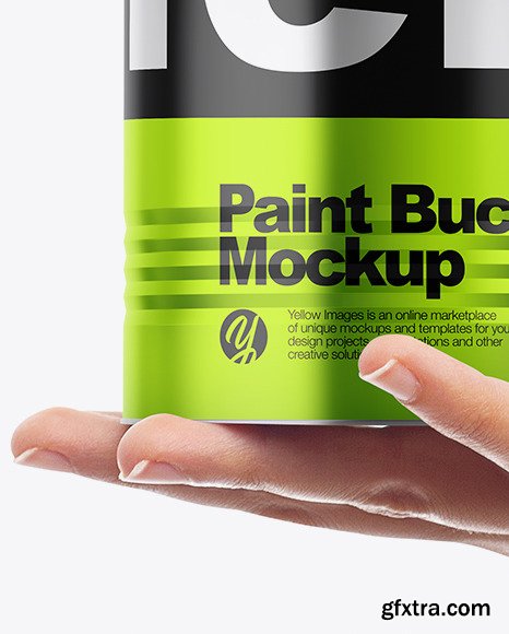 Metallic Paint Bucket in Hand Mockup 60678