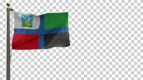 Videohive - Belgorod Oblast Flag (Russia) on Flagpole with Alpha Channel - 4K - 35266384 - 35266384