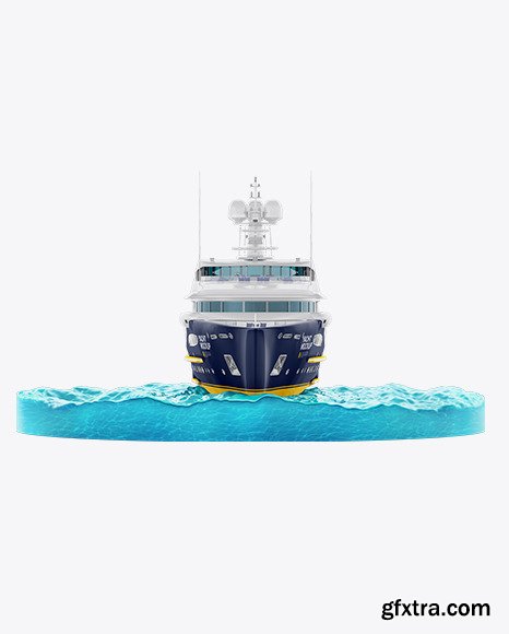 Yacht w/water Mockup - Front View 56034