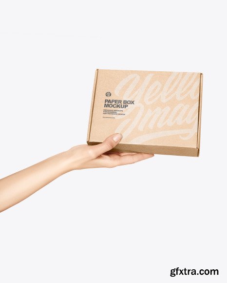 Paper Box in a Hand Mockup 61247