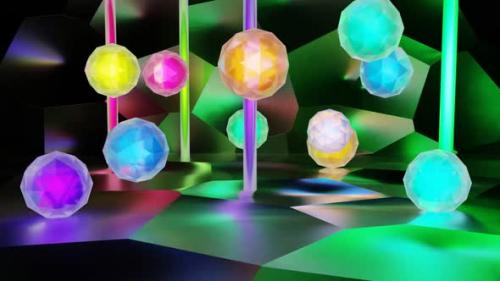 Videohive - VJ Loop Floating Faceted Balls 02 - 35252344 - 35252344