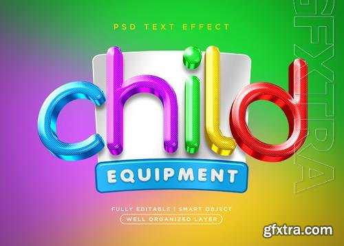 3d style child text effect psd